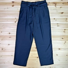 Madewell Pants Womens 6 Black Paperbag Tapered Cropped Dress Pants