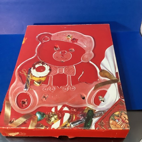 VINTAGE Mikasa Crystal Holiday Bear Serving Platter 11 1/2" Frosted Christmas - Picture 5 of 6
