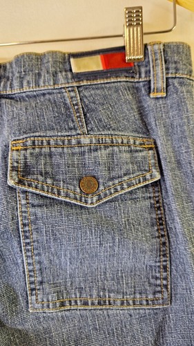 Vintage Y2K TOMMY JEANS Women's Sz 9 Denim Cargo Jeans Wide Leg Skater Grunge - Picture 12 of 12