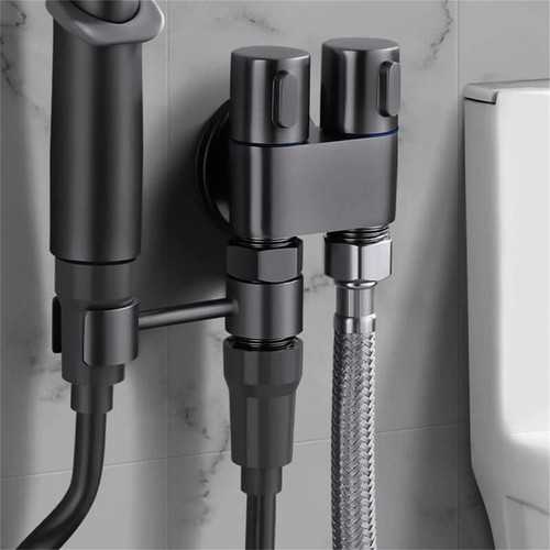 G1/2 Triangle Valve 1 In Two Out Double Control Washing Machine Toilet Faucet - Picture 7 of 9