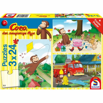 Schmidt Spiele Coco the curious monkey Fun with Coco kids puzzle 3 x 24 pieces