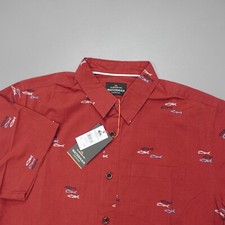 Quicksilver Men's Waterman Game On Short Sleeve Shirt Regular Fit Fire Red Woven