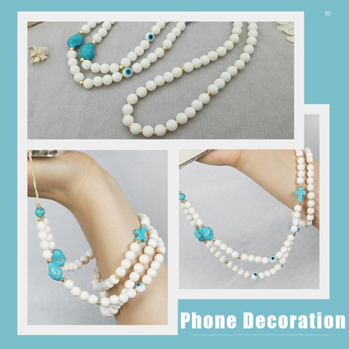 Turquoise Mobile Phone Chain Beaded Pearls Wrist Strap Crystal Lanyard - 第 6/12 張圖片