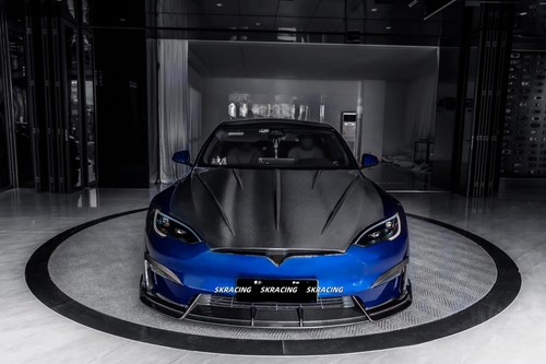 Front Engine Bonnet Hood Panel Bodykit Fit For Tesla Model S 21-24 Carbon Fiber - Picture 6 of 11