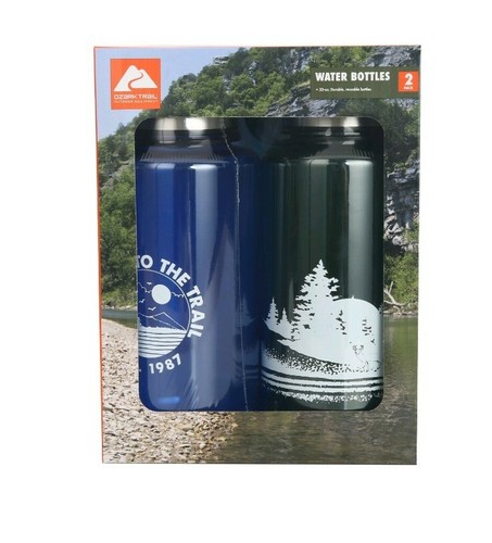 Ozark Trail Water Bottles, Two 32 oz Durable Reusable Bottles Stage Lid BPA FREE