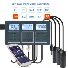 8 in1 WIFI Smart Monitor Fish Tank Pool Water Quality Meter PH ORP EC PPM TestxW