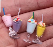 4 Dollhouse Miniature Ice Cream Milkshake Set 1/12 Scale Kitchen Dolls House