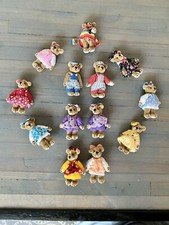 Rare Lot of 13 Retired World of Miniature Bears-girls In Dresses, Boy Engineers