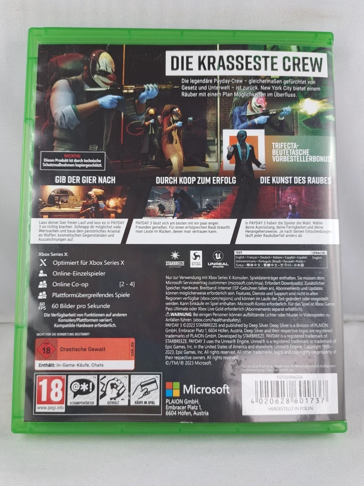 Xbox One / Series X Payday 3 Day One Edition Microsoft XboxOne OVP, Foto 2 von 3