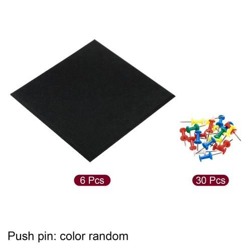 6Pcs Felt Pin Board Tile Self-Adhesive Square DIY Wall Bulletin Push Pin Black - Picture 3 of 6