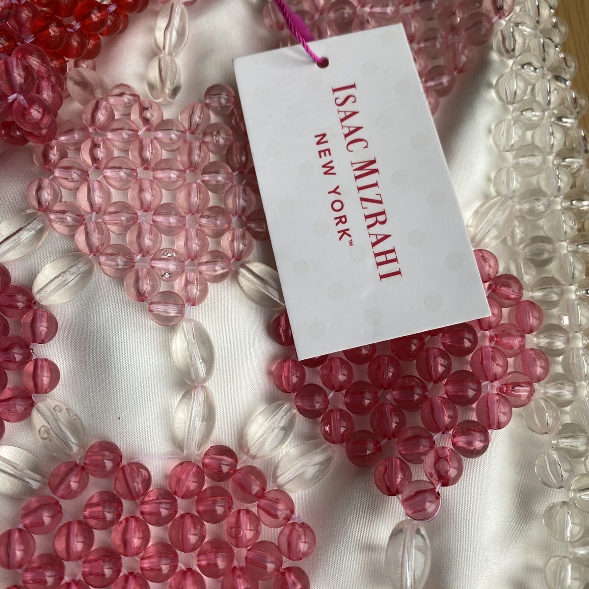 Isaac Mizrahi Beaded Pink Red Heart Tote Bag NWT | eBay