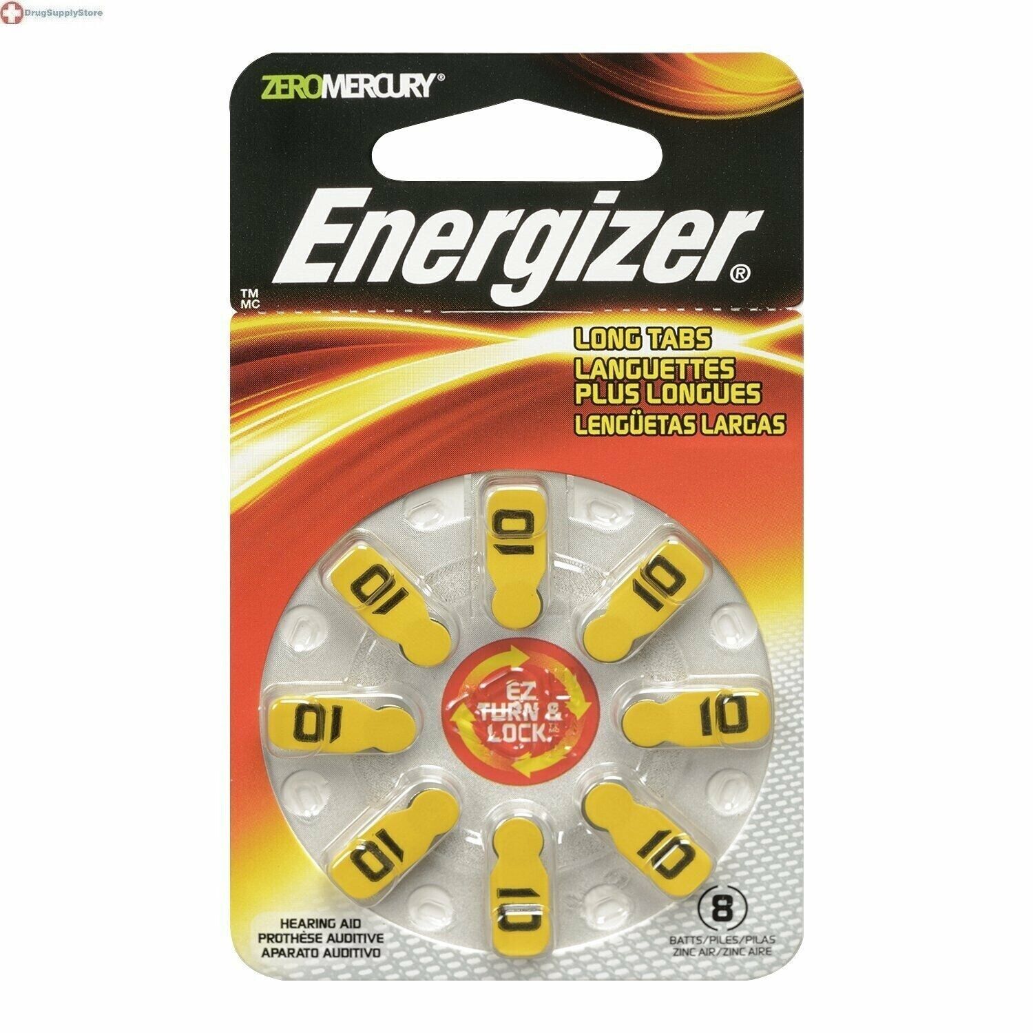 Energizer EZ Turn & Lock Size 10 Hearing Aid Batteries 8-Count