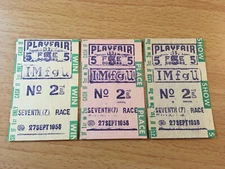1958 Playfair WA State Horse Racing Tote Betting Tickets, $5 Win-Place-Show Set!
