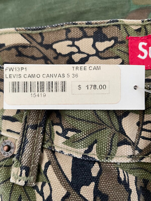 Supreme x Levi's Camouflage 505 Zip-Fly Canvas Jean FW13 Sz