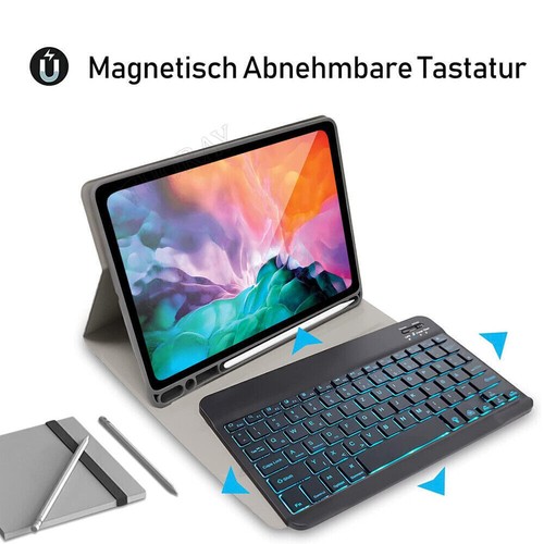 Für Samsung Galaxy Tab S9/S9 FE/S8/S7/A9+ QWERTZ Beleuchtete Tastatur Maus Hülle - Bild 2 von 35