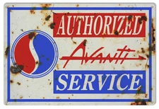 STUDEBAKER AVANTI AUTHORIZED SERVICE 18" HEAVY DUTY USA METAL ADVERTISING SIGN