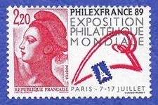 TIMBRE FRANCE 1988 PHILEX FRANCE 89 MARIANNE N° 2524, NEUF