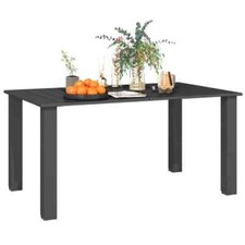 Outsunny Garden Table with Parasol Hole, Slatted Metal Tabletop -  Black