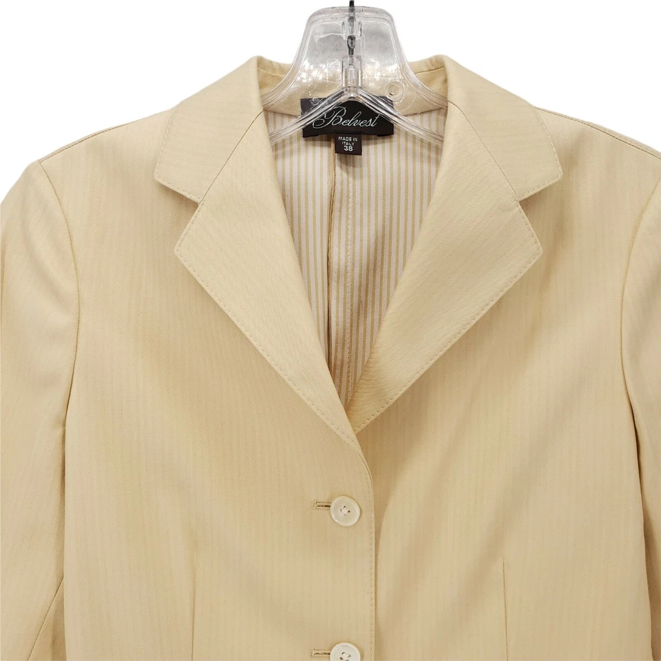 Blazer Chaqueta BELVEST Amarillo Pálido Seda Mezcla Algodón HECHO EN ITALIA 38 *COMO NUEVO* EE. UU. 4 Foto 3 de 4