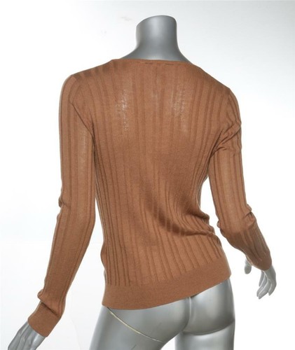 7 FOR ALL MAN KIND Womens Brown Knit V-Neck Long Sleeve Top Blouse Sweater S NEW - Afbeelding 2 van 3