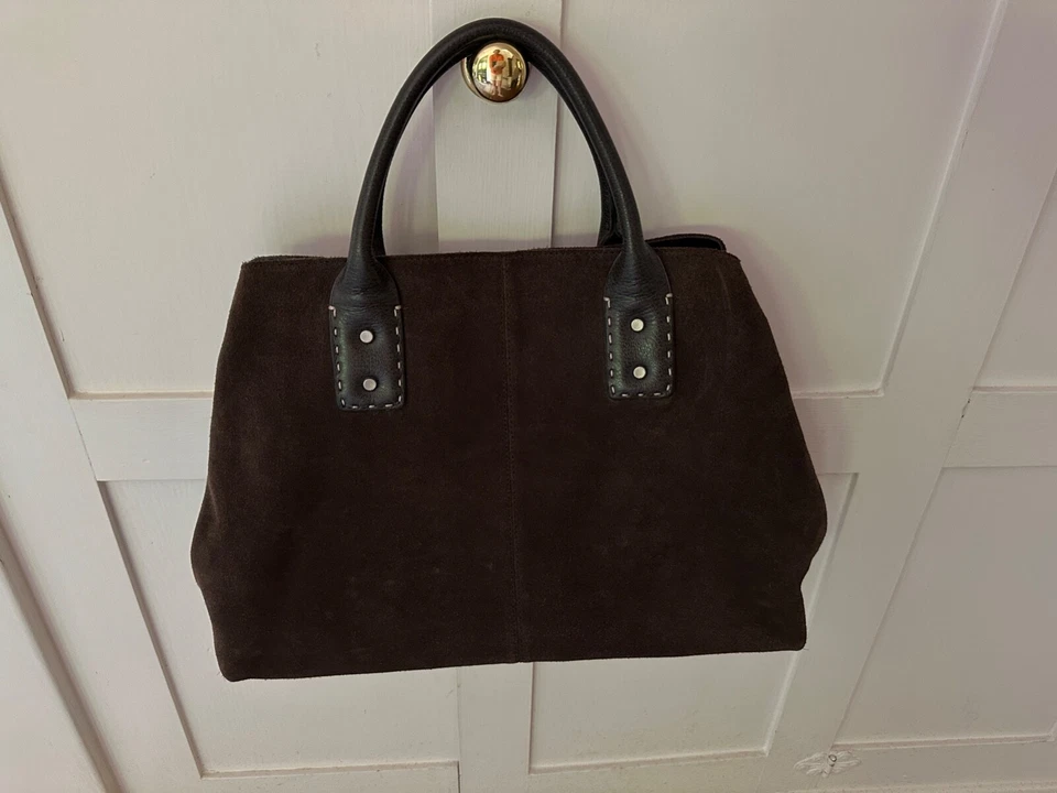 NUEVO Bolso/Maletín para Laptop Ann Taylor Marrón Gamuza Años 90 De Colección 19" x 11" x 4.75 Foto 4 de 4