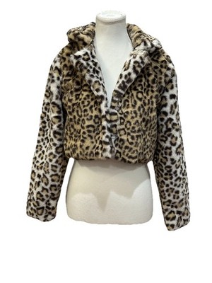 Knit Works Leopard Print Faux Fur Jacket For Girls Size XL 16