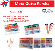 Dental GUTTA PERCHA POINTS Taper .04 /.06 All Sizes 15 - 80, Endo Meta Biomed