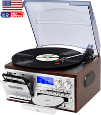 Record Player 9 in 1 3 Speed Bluetooth Vintage Turntable CD Cassette Vinyl Playe