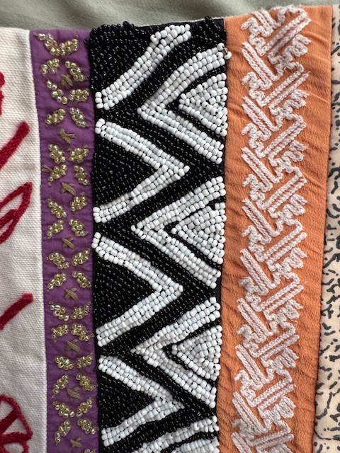 Leif Notes Beaded Embroidered Patchwork Skirt Bri… - image 3