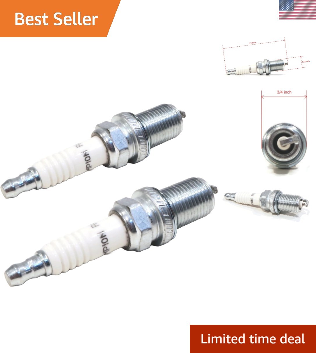 Pack of 2  Spark Plugs for John Deere M78543, M87543, RC12YC Engines