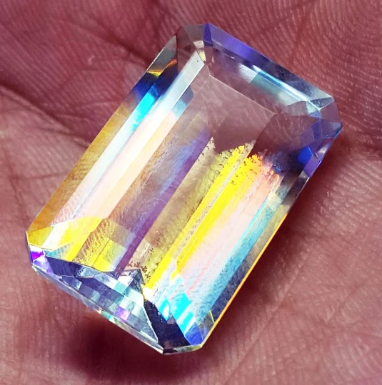 100.65 Ct Certified Mystic Quartz In Rainbow Color Loose Gemstone Emerald Shape - Image 2 of 4