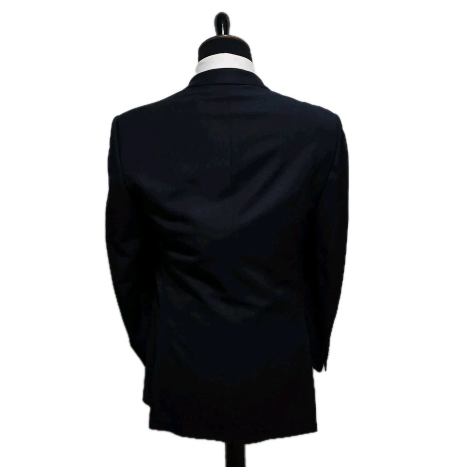 Dunhill двойной груди пик лацкан спортивное пальто мужчин 38R полуночный золотой кнопки Италии - Изображение 3 из 4