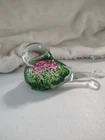 Murano Italy Style Vintage Art Glass Bird Amethyst Striped Paperweight Figurine