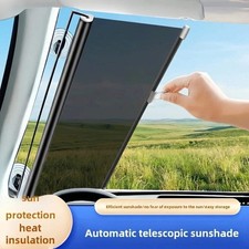 1pc Retractable Car Window Roller Sunshade Heat Blocking Sun Protection Ea