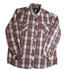 Route 66 Mens XL Plaid Button Down Shirt Red Grey Black Long Sleeve Cotton Blend