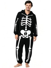 Halloween Skeleton Costumes for Men Scary Glow in the Dark Skeleton Pajamas f...