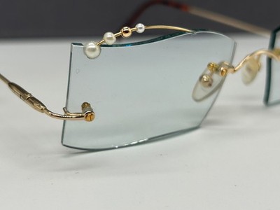 Art in Vision Brille Damen Eckig  gold Perlen  Randlos  germany NP:726 