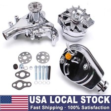 For Sbc Chevy Chrome Long Water Pump Power Steering Pump Chrome Alternator 130w