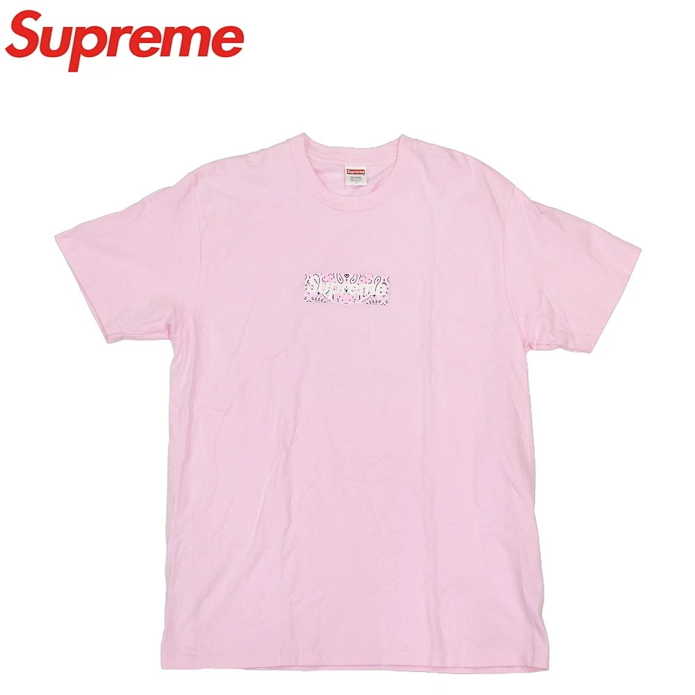 T shirt manches courtes coton logo boîte bandana suprême taille L rose