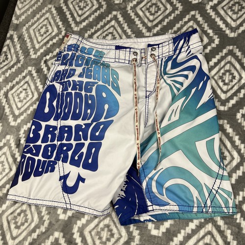 True Religion Badeboardshorts Herren Größe 38 weiß - Bild 1 von 10