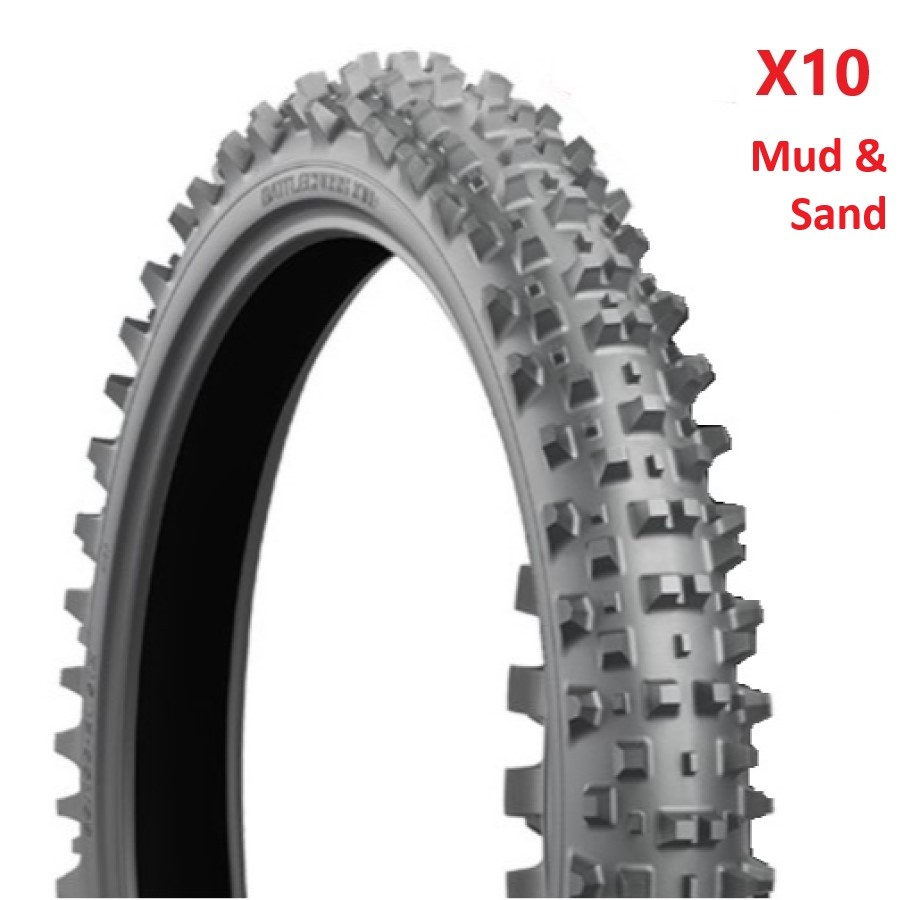 Mud Sand MX Tyre Bridgestone Battlecross X10 80/100 -21 NHS TT Front