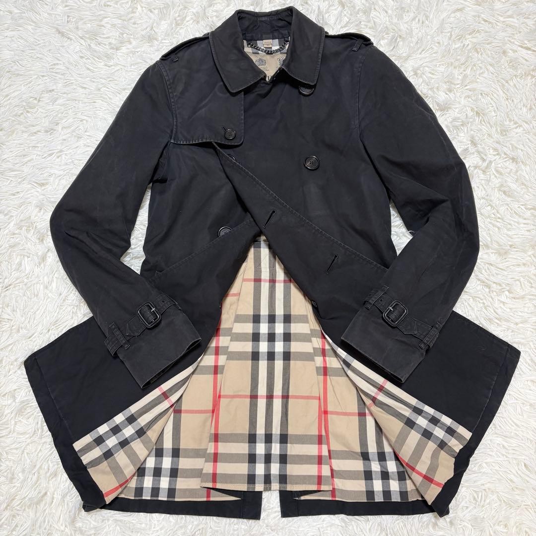 Burberry London Sandringham Trench Coat in Black Vintage rare