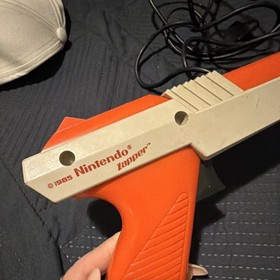 Nintendo Zapper Light Gun Orange Beige Wired for NES Console 1980s