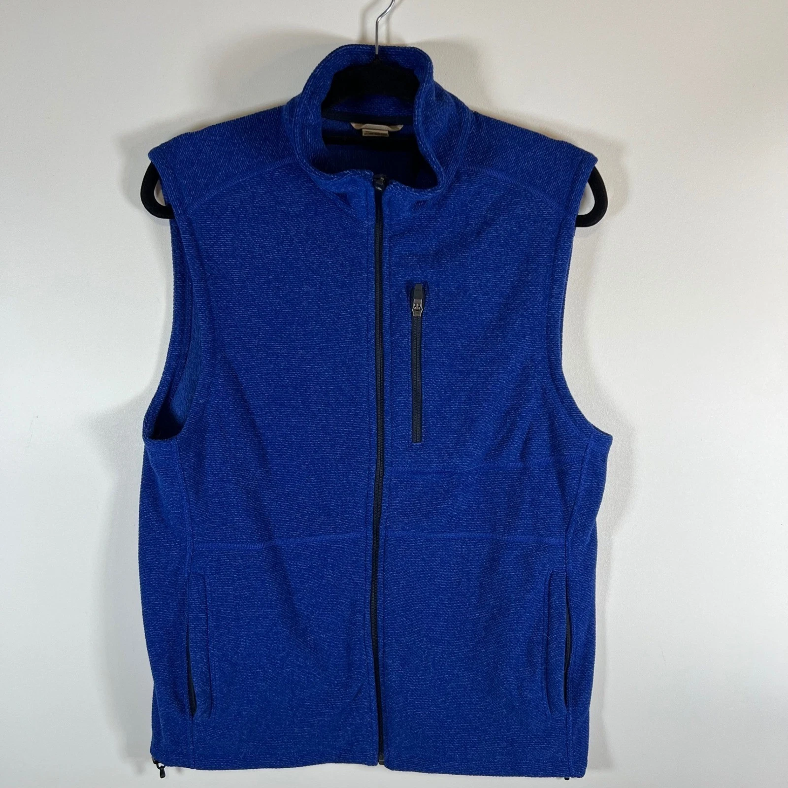 Duluth Trading Co Mens Fleece Vest Blue Zip Front Pockets Size S outdoor hiking