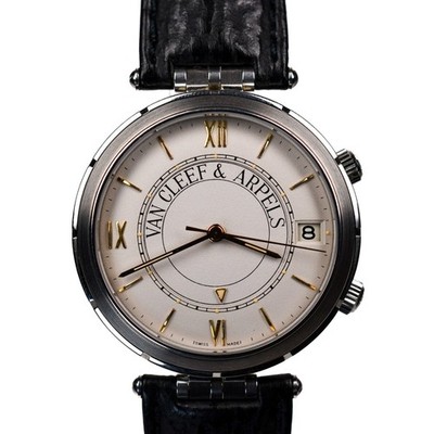 Van Cleef & Arpels VCA Memento 36mm Stainless Steel JLC Caliber 911 1990s Alarm