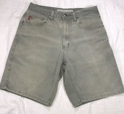 VTG 90s Bugle Boy Jeans Gray Green Denim Shorts 32 Skater Surfer