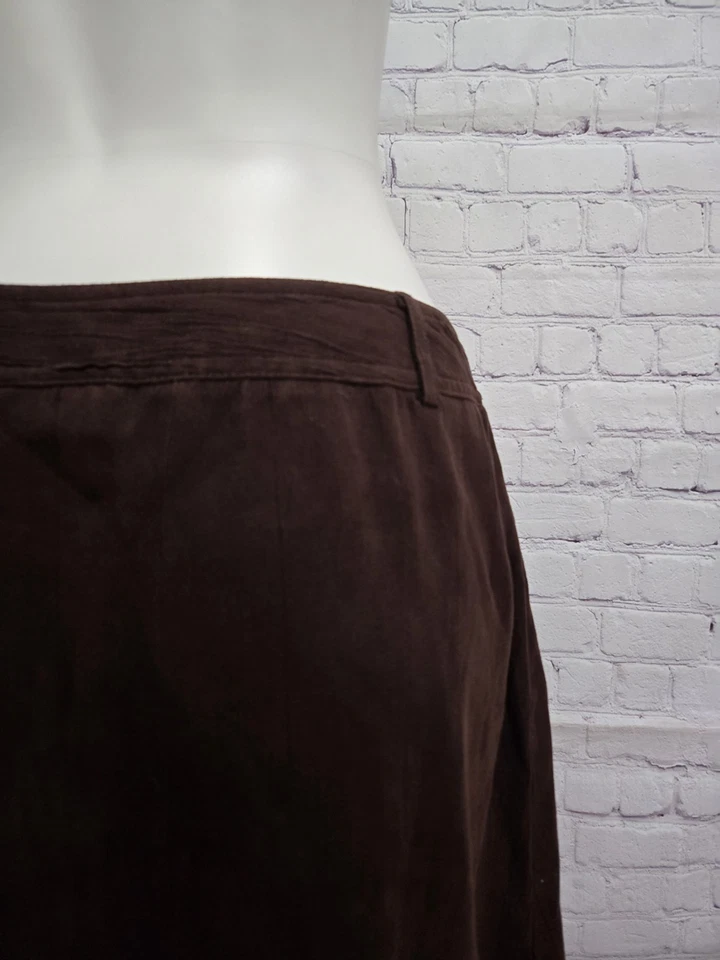 Falda acampanada de gamuza sintética para mujer JM Collection talla 10 marrón Cottagecore Boho Foto 4 de 4