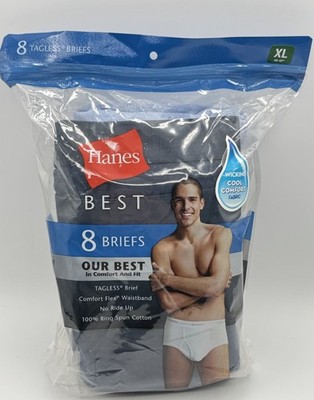 Hanes XL Best Men s Briefs 8 Pack Tagless Cool Comfort Blue New Sealed