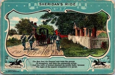 SHERIDAN'S RIDE The First the General Saw TROOPS on STREET art Military Postcard