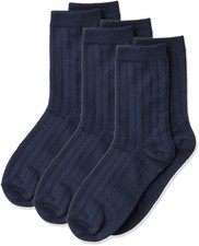 Jefferies Socks Boys 8-20 Rib Crew Socks 3 Pair Pack Medium Navy